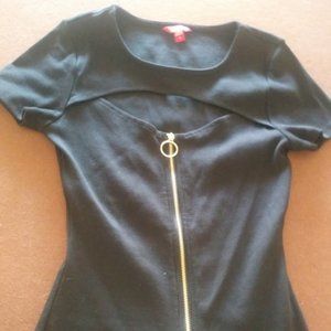 Black zip up cutout Guess top